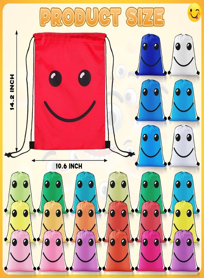 Cosblank 24 Pcs 24 Pcs Emoticon Drawstring Backpack Bags Emotion Party Supplies Gym Drawstring Bags for Gifts (Lively) - Image 2